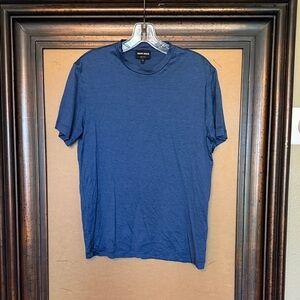 Giorgio Armani Men's Blue Silk & Cotton Jersey Short Sleeve Tee
